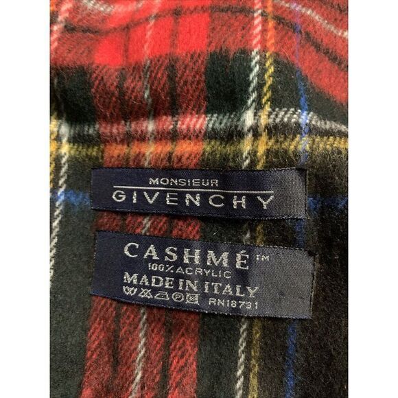 Givenchy Authentic Plaid Red Black White Scarf - Picture 5 of 5